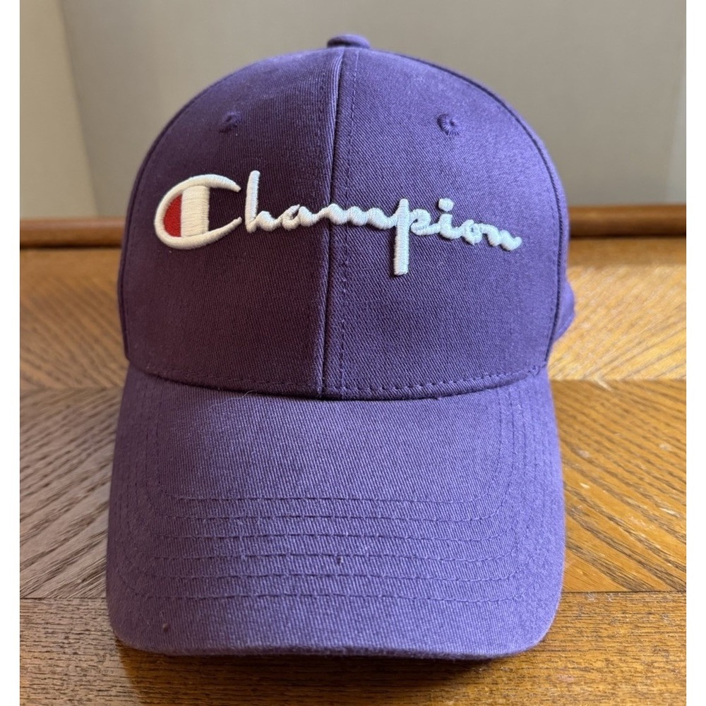 Champion Purple Logo Embroidered Adjustable Baseball Cap Hat, Unisex OS